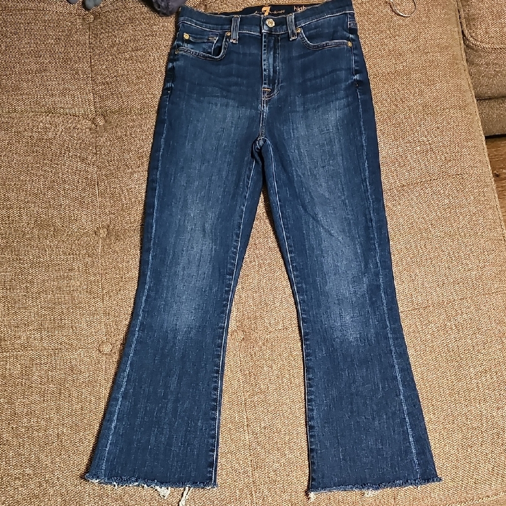 7 For All Mankind Womens Highwaist Slim Kick Darkwash Jeans Sz 25